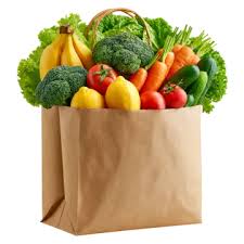 Sac d'épicerie rempli de fruits et légumes
